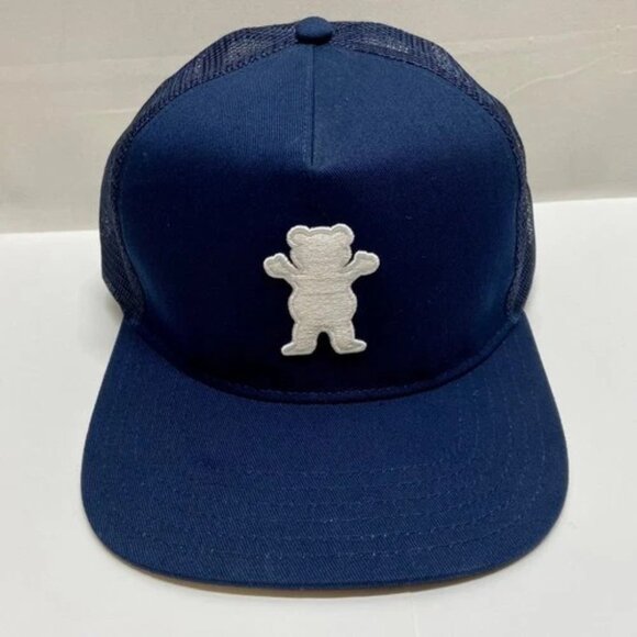 Grizzly OG Bear Sk8 Snapback Trucker Hat Blue Adjustable Embroidered Mesh Back - Picture 11 of 11